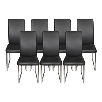 Set of 7 Black Faux Leather Chairs