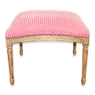 Custom Pink Upholstered Stool