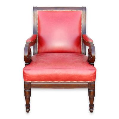 Red Rolled Arm Leather Chair