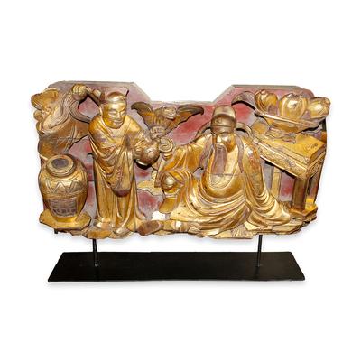 Asian Gilded Gold Carving on Stand 