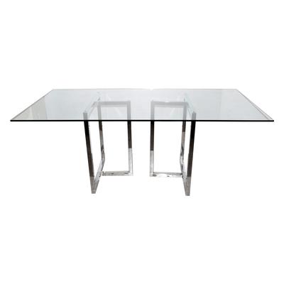 Chrome Base Glass Dining Table 