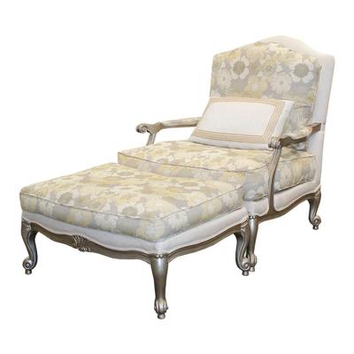 Ethan Allen Floral Pattern with Ottoman
