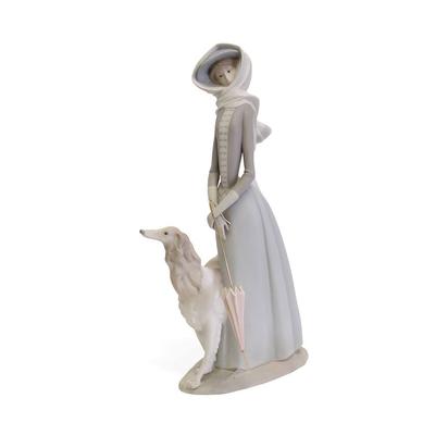 Lladro Woman with Afghan Hound 