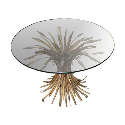 Gold Sheaf Round Glass Top End Table