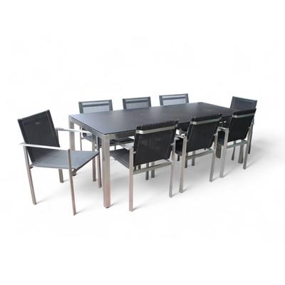 Black and Chrome Outdoor Table and Chairs 