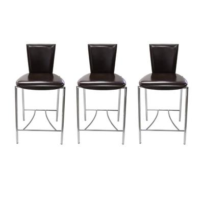 Parnian Arper Set of 3 Brown and Chrome Bar Stools 