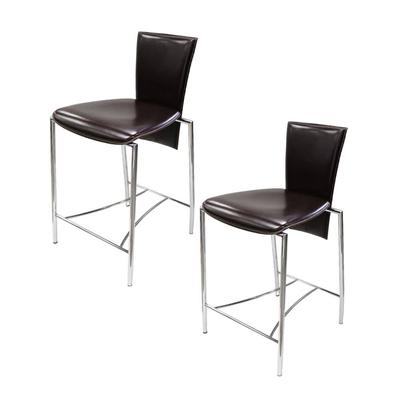 Parnian Arper Pair of Brown and Chrome Bar Stools 