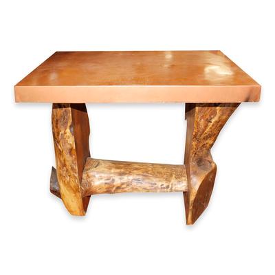 Rustic Wood Copper Side Table