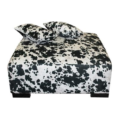 Fabric Cowprint Ottoman With Two Pillows