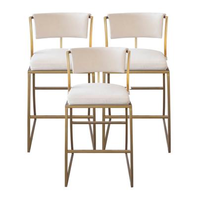 Set of 3 Brass and Fabric Stools