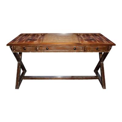 Wood Desk with Leather Inlay