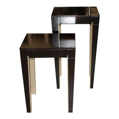 Walnut and Gold Accent Tables