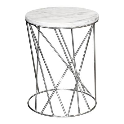West Elm Stone Top Metal Base End Table