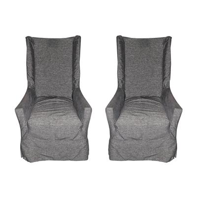  Pair of Grey Slipcover Wingback Chairs