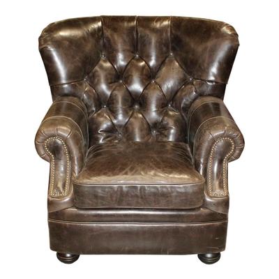 Custom Leather Tufted Arm Chair
