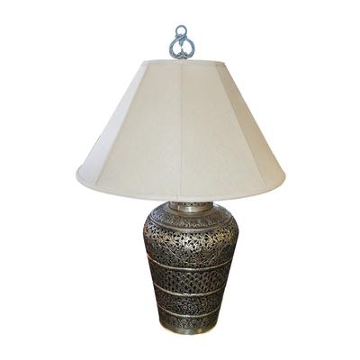 Pierced Metal Indian Table Lamp