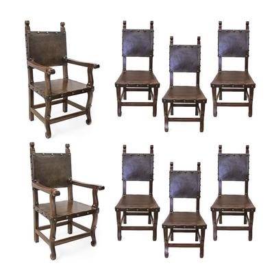 Spanish Style Set of 8 Dining Chairs