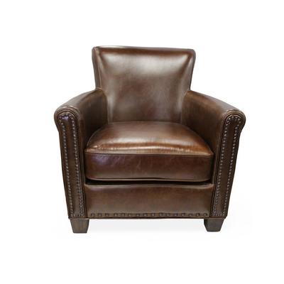 Pottery Barn Leather Armchair with Nailhead Detail 