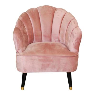 Home Meridian Pink Velvet Channeled Accent Chair