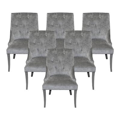 Set of 6 Lee Industries Blue/grey Tufted Dining Chairs