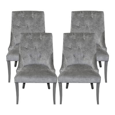 Set of 4 Lee Industries Blue/Grey Tufted Dining Chairs