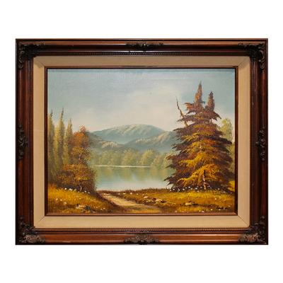 Painting of a Lake and Trees Original