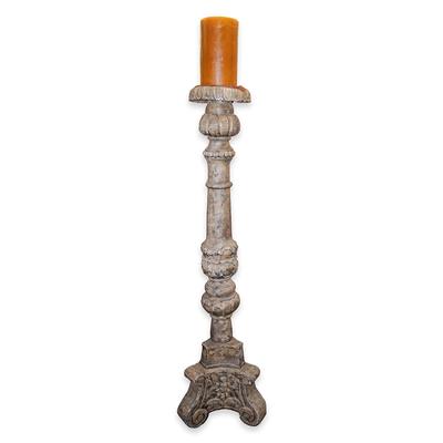 Rustic Carved Wood Candleholder 