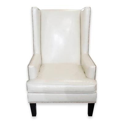 Z. Gallerie White Nailhead Wingback Leather Chair