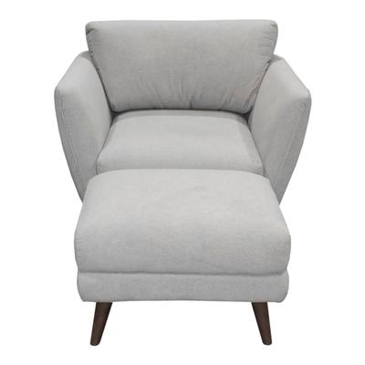 Living Spaces MCM Style Grey Chair and Ottoman