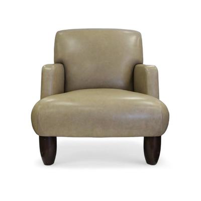 Tan Leather Chair with Ottoman