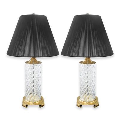 Pair of Waterford Crescent Brass Table Lamps