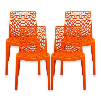 Set of 4 Orange Stacking Chairs