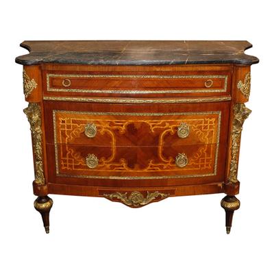 Brown and Gold Ornate Trim Victorian Nightstand