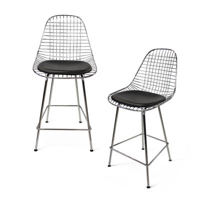 Pair of Herman Miller Eames Stools with Seat Pad Bar