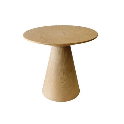 Round Blonde All Wood End Table