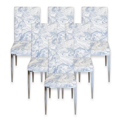 Set of 6 Minson Corp Marble Fabric Chairs