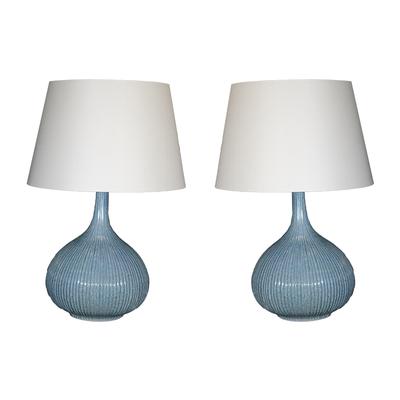 Crate & Barrel Pair of Shaye Blue Table Lamps