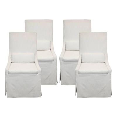 Set of 4 Restoration Hardware Linen Parsons Chairs