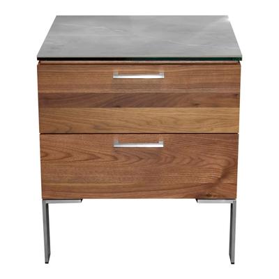 Room and Board 2 Drawer Nightstand with Faux Stone Glass Top