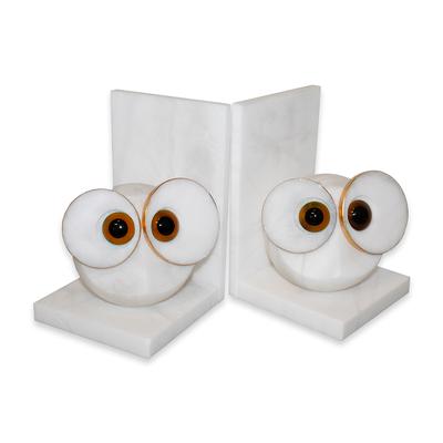 Global Views Pair Alabaster Owl Bookends