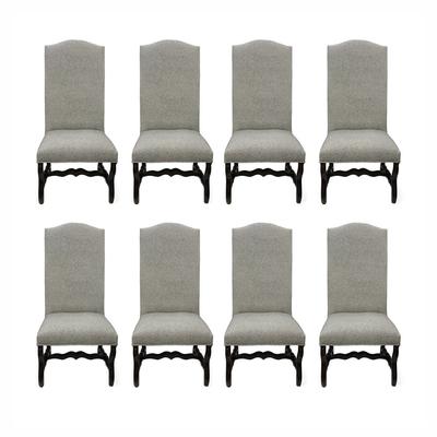 Set of 8 Linen Blend Dining Chairs 