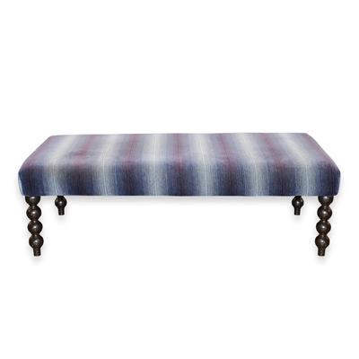 Striped Upholstered Ottoman