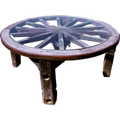 Distressed Wagon Wheel Coffee Table