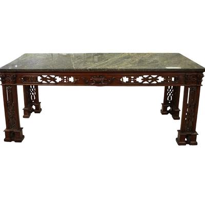 Stone Top Asian Base Console Table