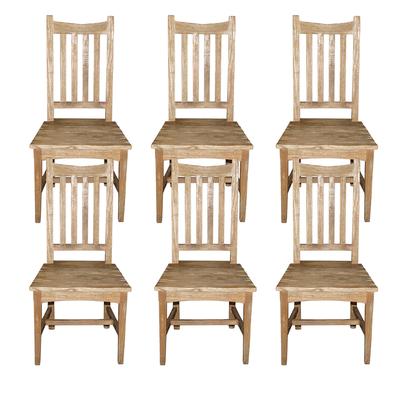 Arhaus Rustic Set of 6 Rustic Wood Chairs